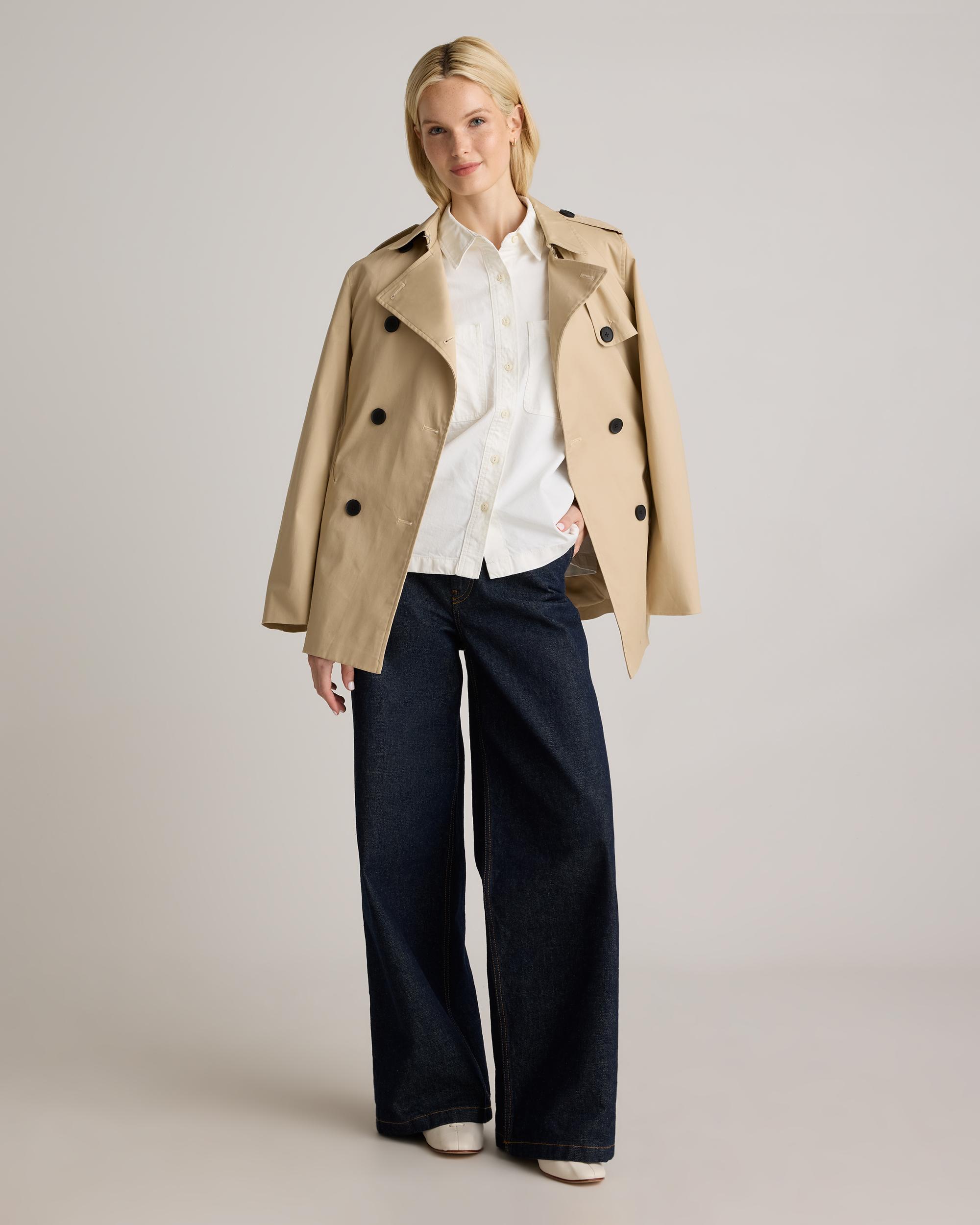 Quince | Women's Distressed Denim Short Sleeve Shirt Cotton Product Image