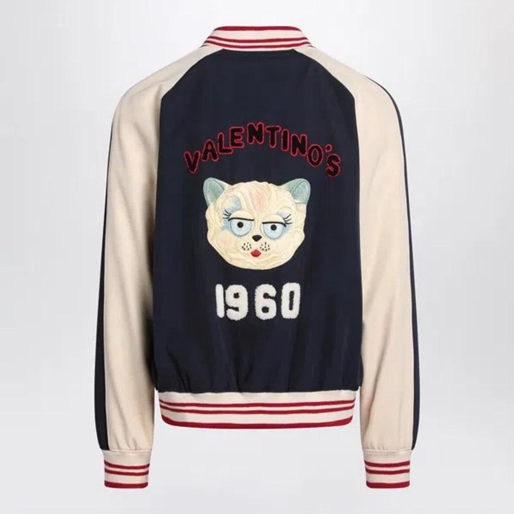 VALENTINO La Chat De La Maison Wool Bomber Jacket In Black Product Image