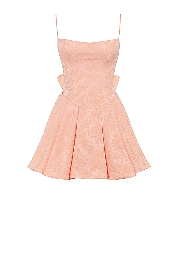 Rosalinda  peach jacquard mini bow gown Product Image