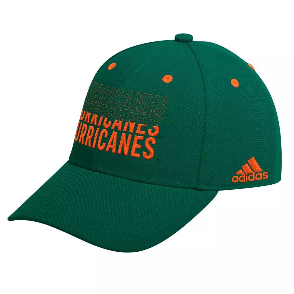 Men's adidas Green Miami Hurricanes Seasonal Half Font Adjustable Hat Product Image