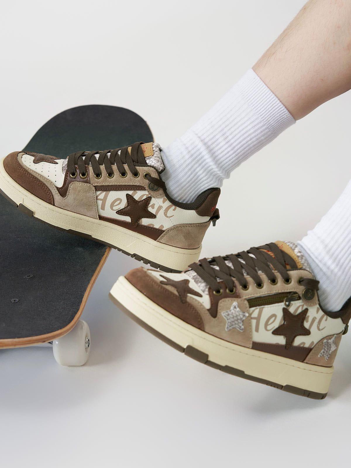 Starry Climb Vintage Star Patchwork Skate Shoes Product Image