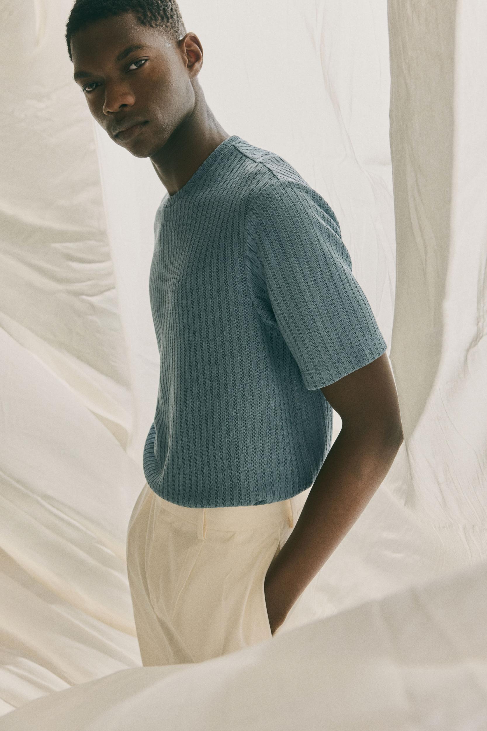 Regular Fit Rib-knit T-shirt Product Image