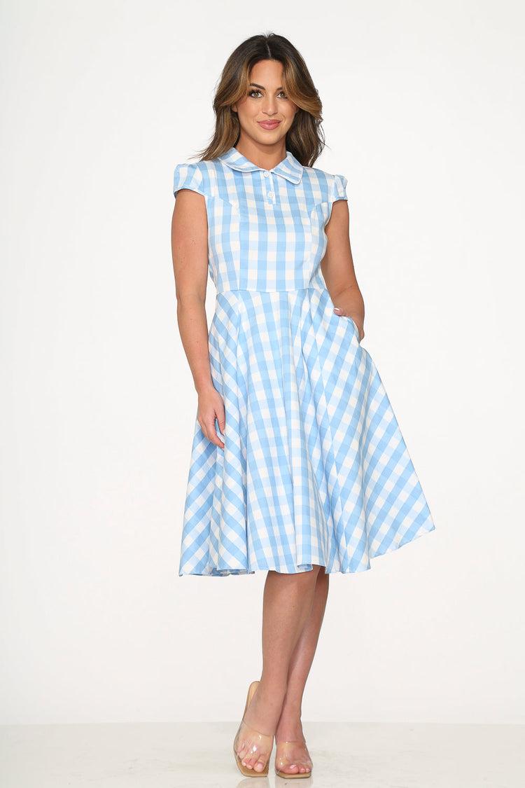 Blue Checkmate Swing Dress Product Image