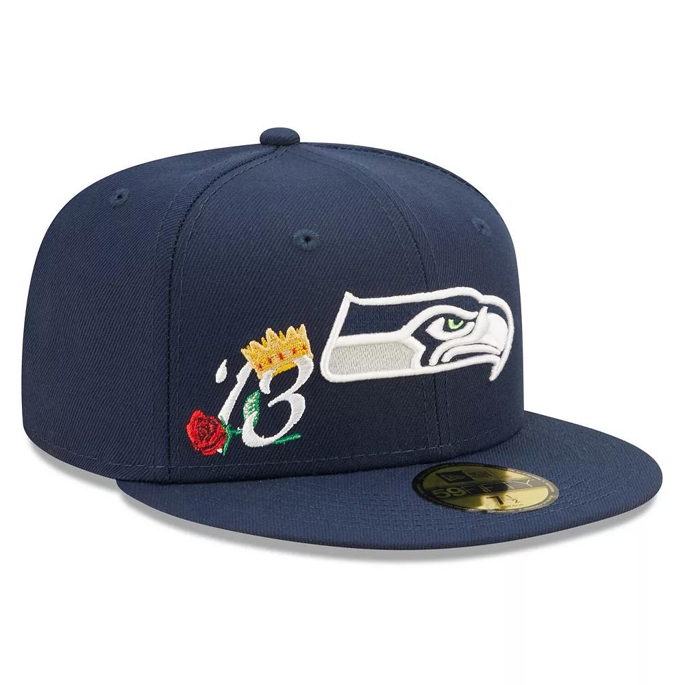 Men's New Era College Navy Seattle Seahawks Crown Super Bowl XLVIII Champions 59FIFTY Fitted Hat, Size: 7 7/8, Blue Product Image