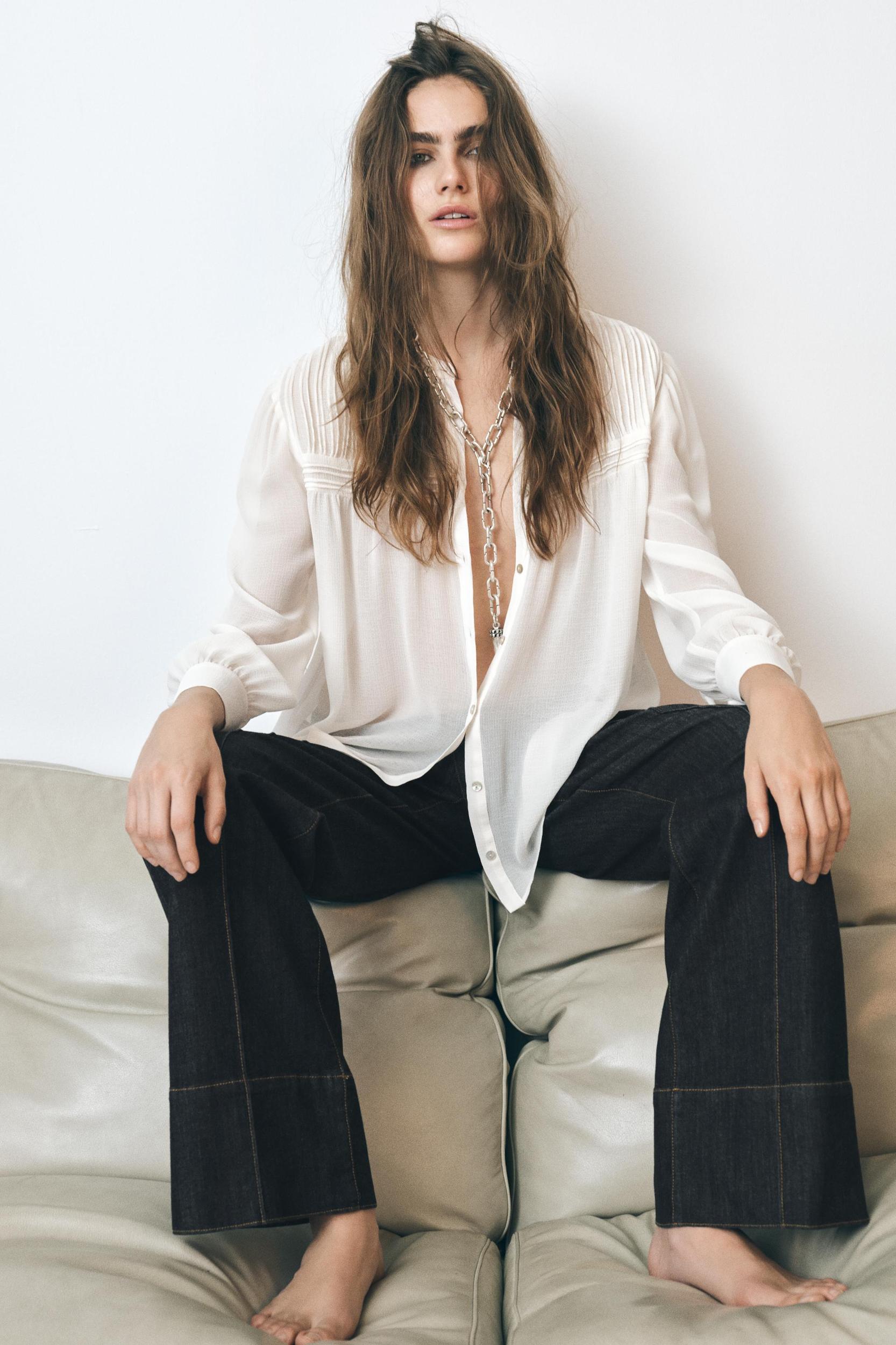 SEMI-SHEER PINTUCK SHIRT Product Image