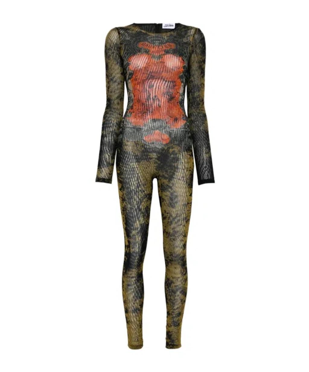 JEAN PAUL GAULTIER Graphic Print Full-length Dress With Long Sleeves In Black Product Image