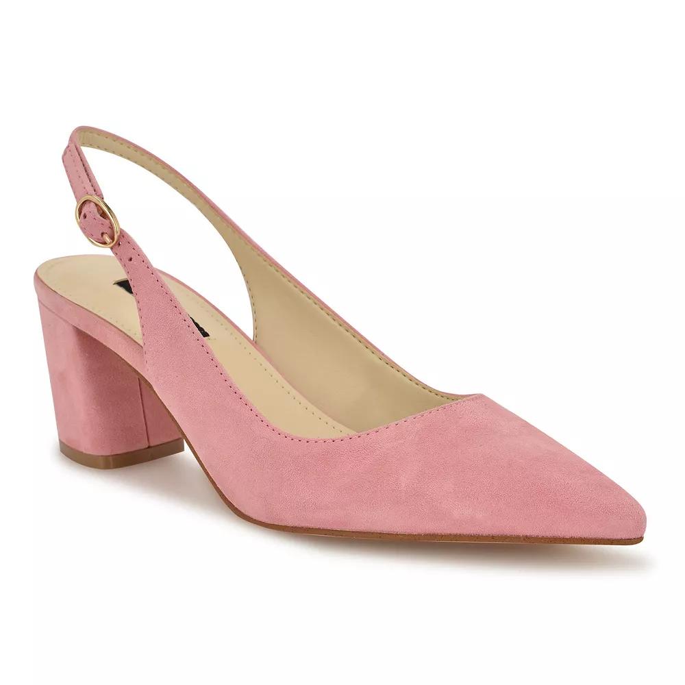Nine West Kamsee Women's Slingback Block Heel Dress Pumps, Size: 12, Light Pink Suede Product Image