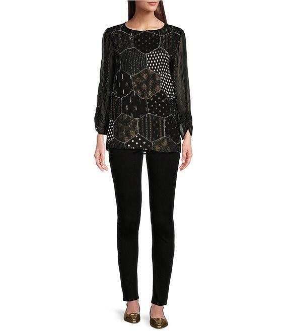 Tru Luxe Patchwork Bateau Long Sleeve Tunic Product Image
