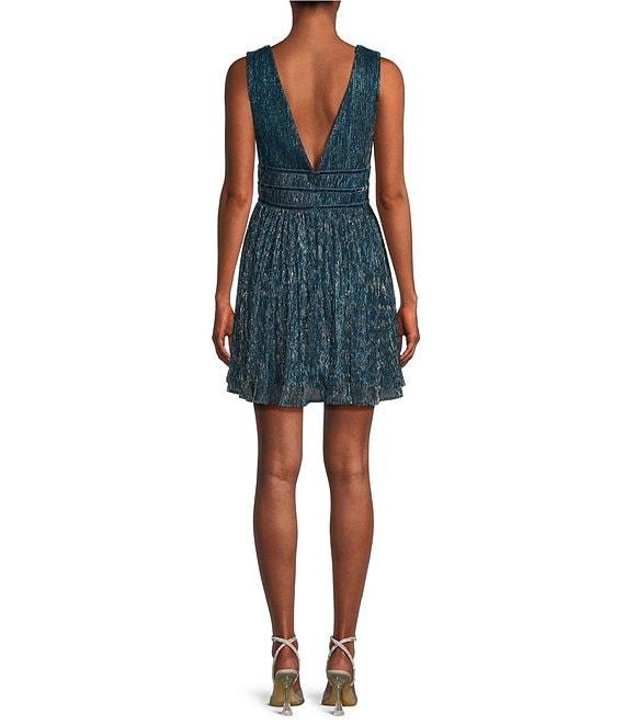 Lulus Metallic Deep V-Neck Mini Dress Product Image