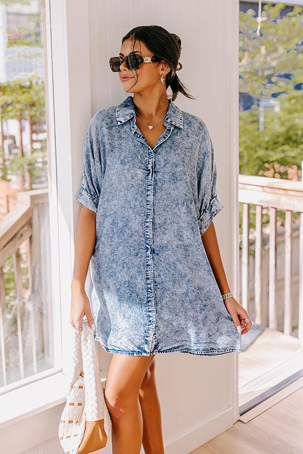 Park Stroll Chambray Shift Dress Product Image