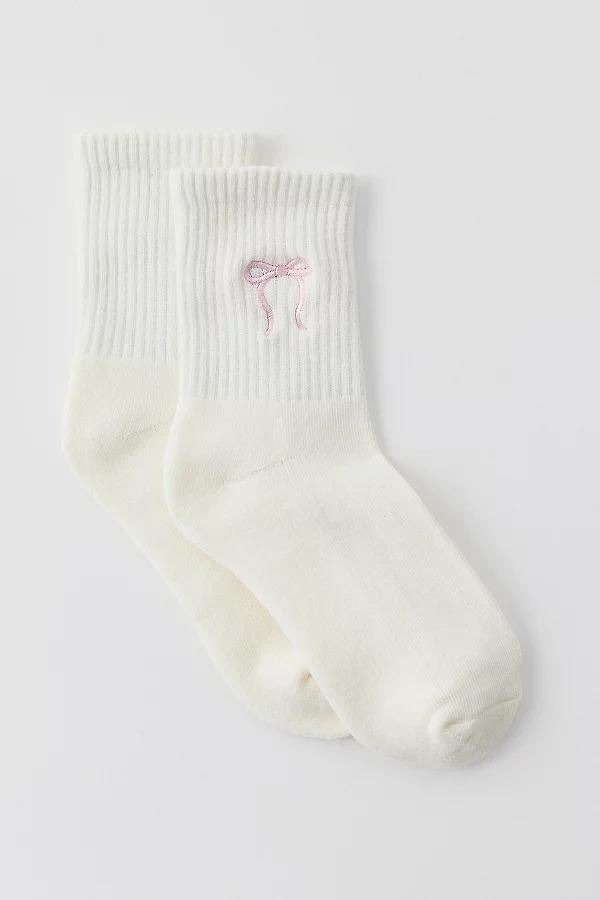 Icon Embroidered Quarter Crew Sock Womens at Urban Outfitters Product Image
