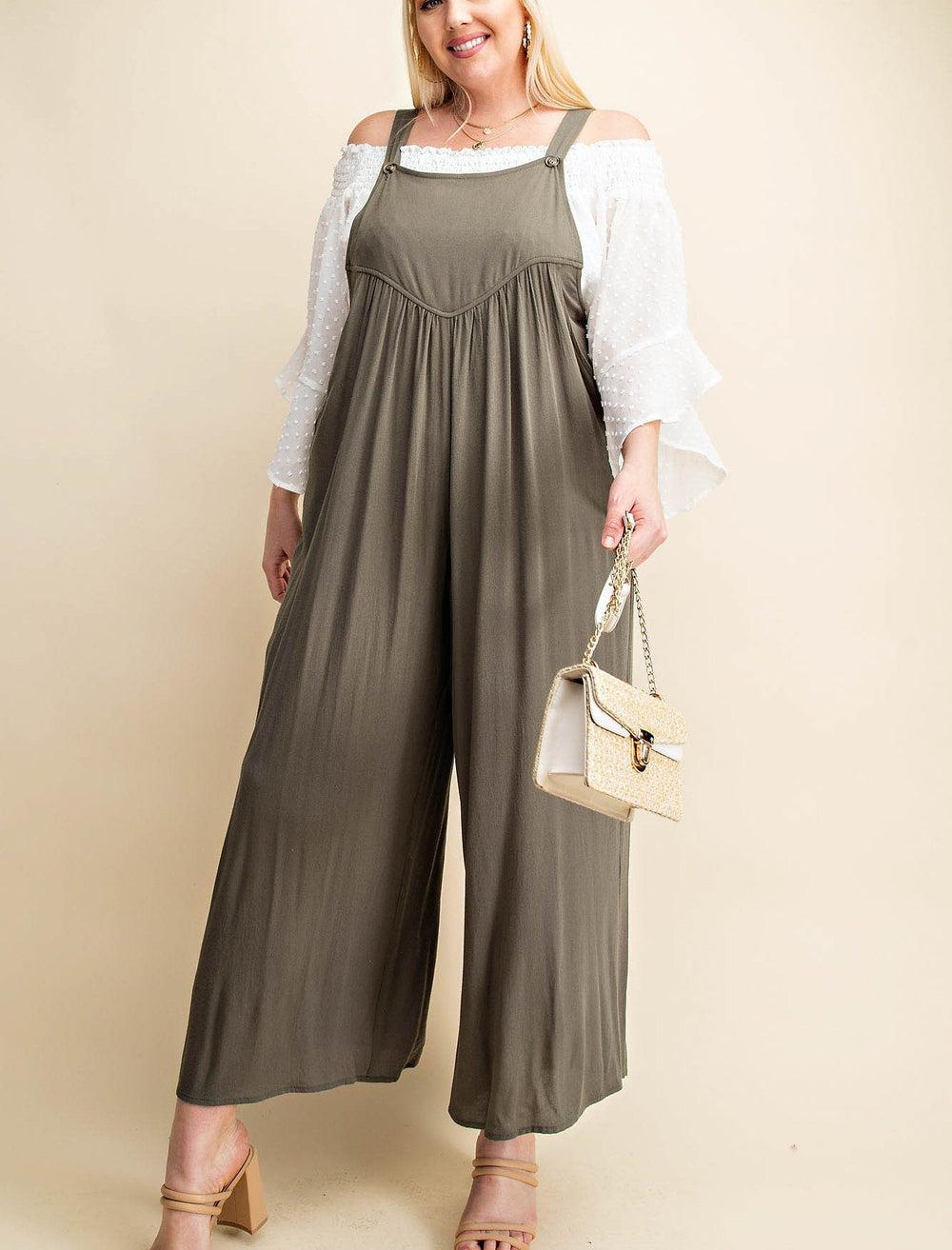 Plus Olive Crepe Jumpsuit* Product Image