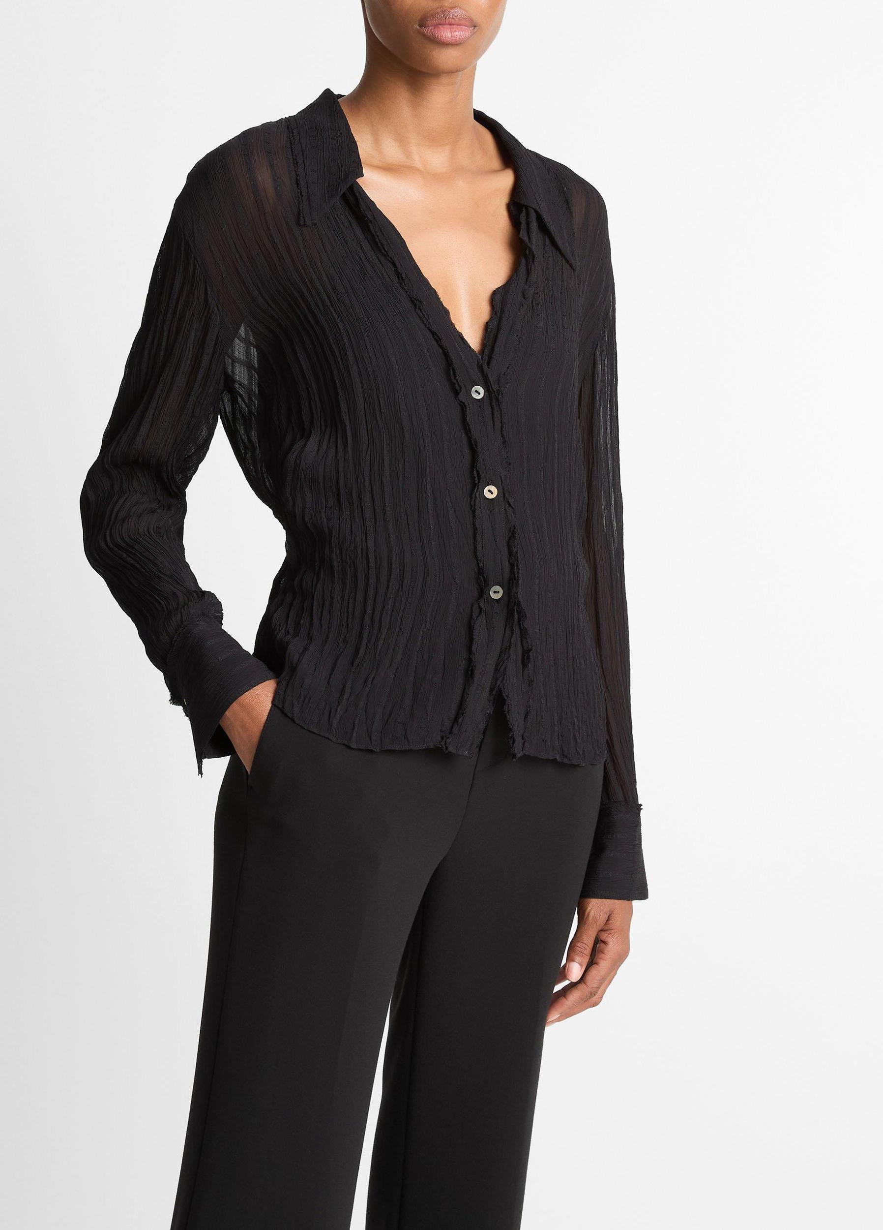 Crushed Stripe Button-Front Shirt Product Image