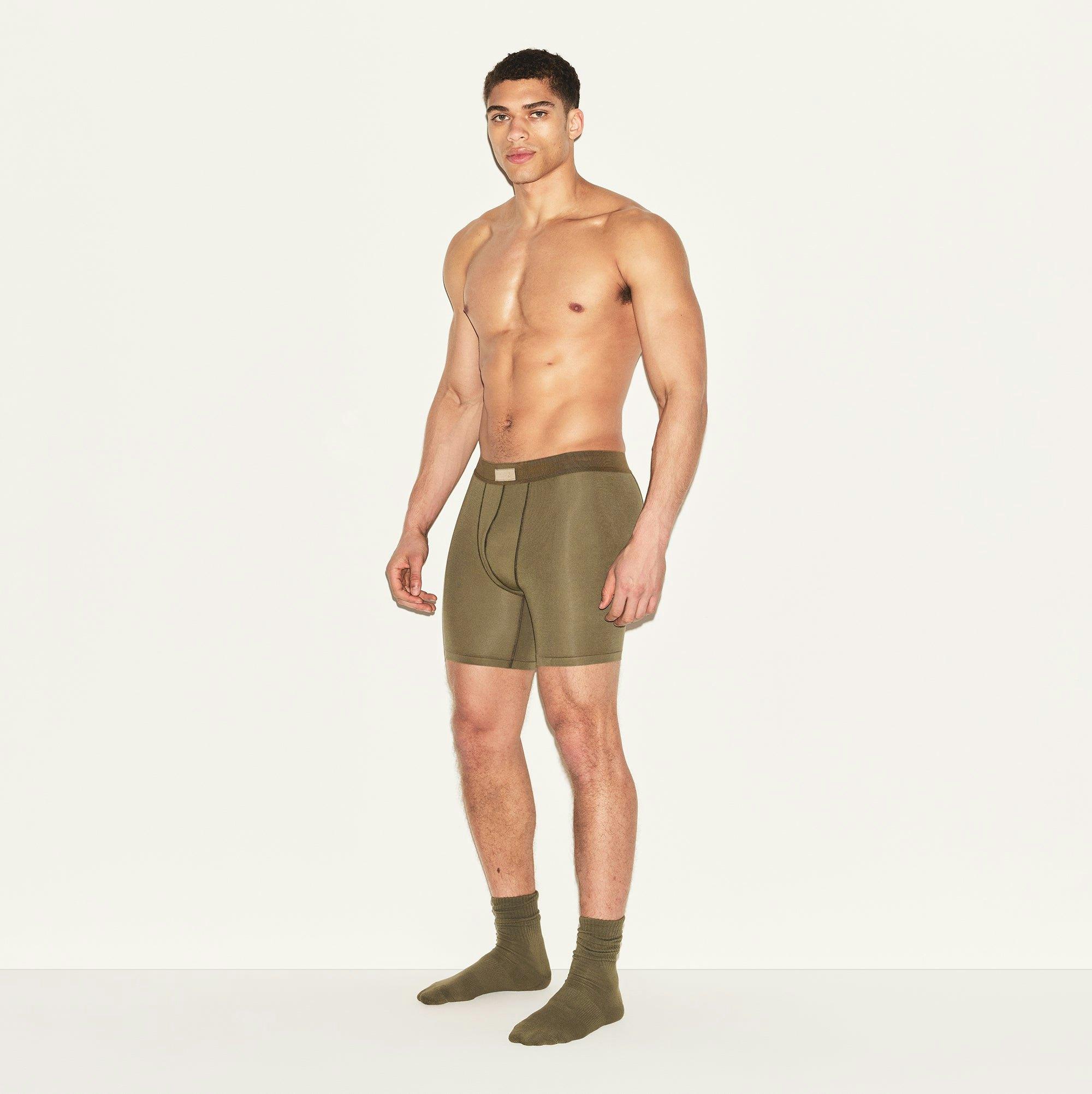 SKIMS COTTON MENS 5" BOXER BRIEF 3-PACK  | ARMY MULTI Product Image