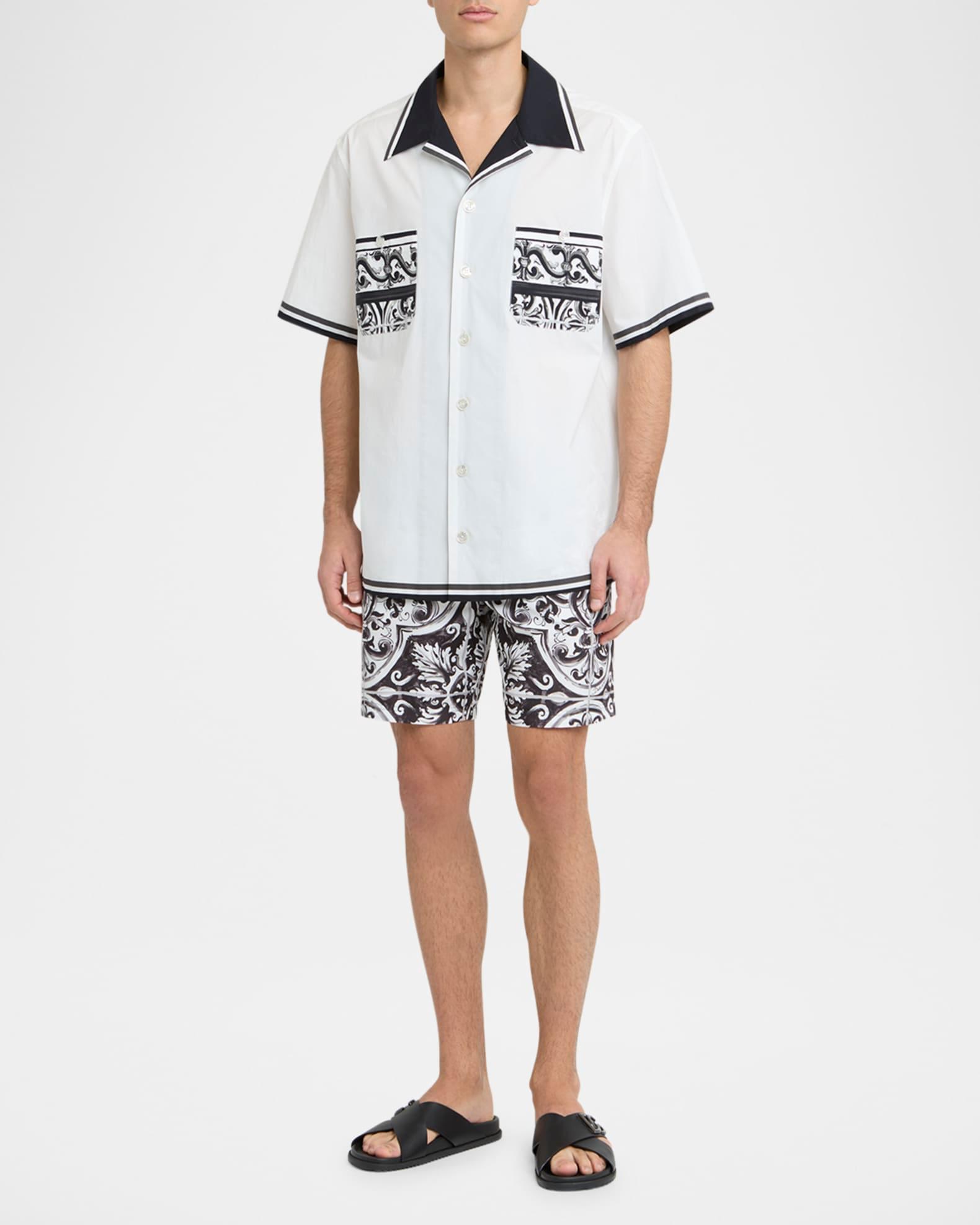 Men's Crisscross Leather Logo Slide Sandals  Product Image