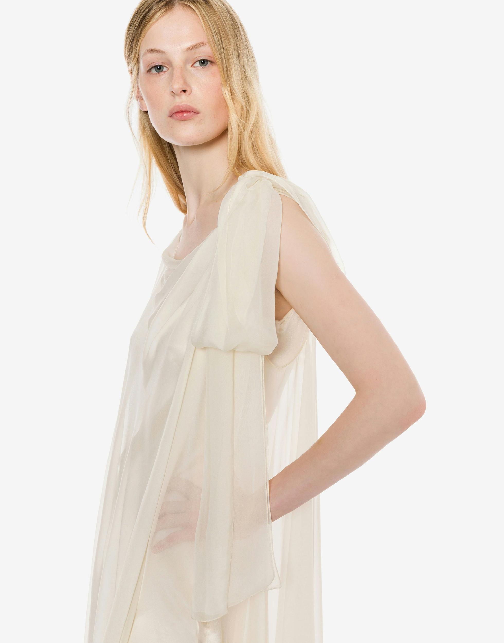 Satin jumpsuit with chiffon cape Product Image