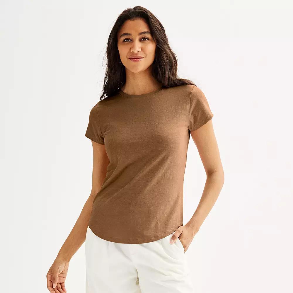 Women's Sonoma Goods For Life® Short-Sleeve Crew Tee, Size: XS, Tosa Brown Product Image