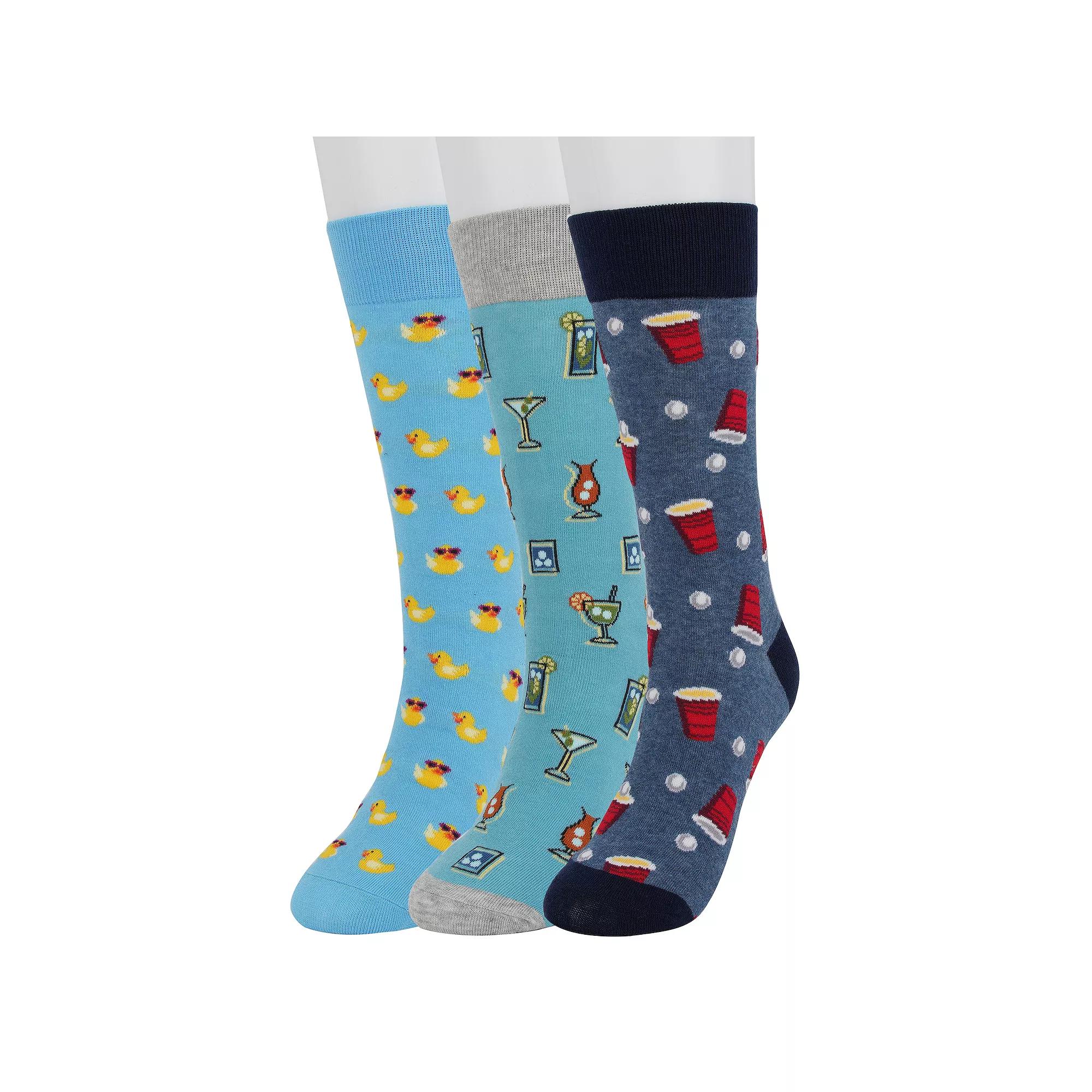 Men's Sonoma Goods For Life® 3-pack Mixed Novelty Socks, Happy Hour Product Image