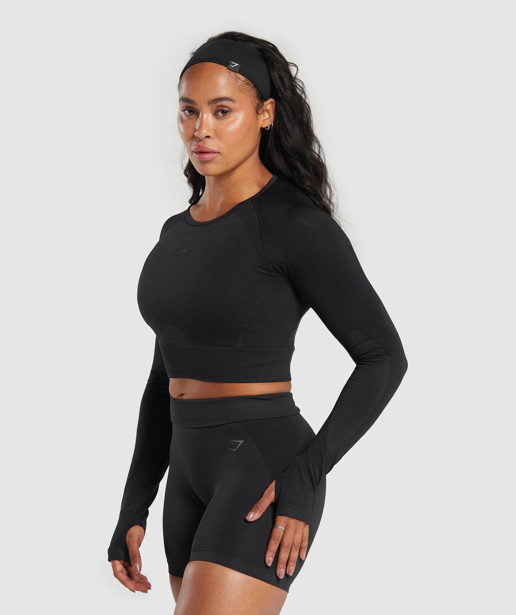 Gymshark Flex Long Sleeve Crop Top - Black Female Product Image