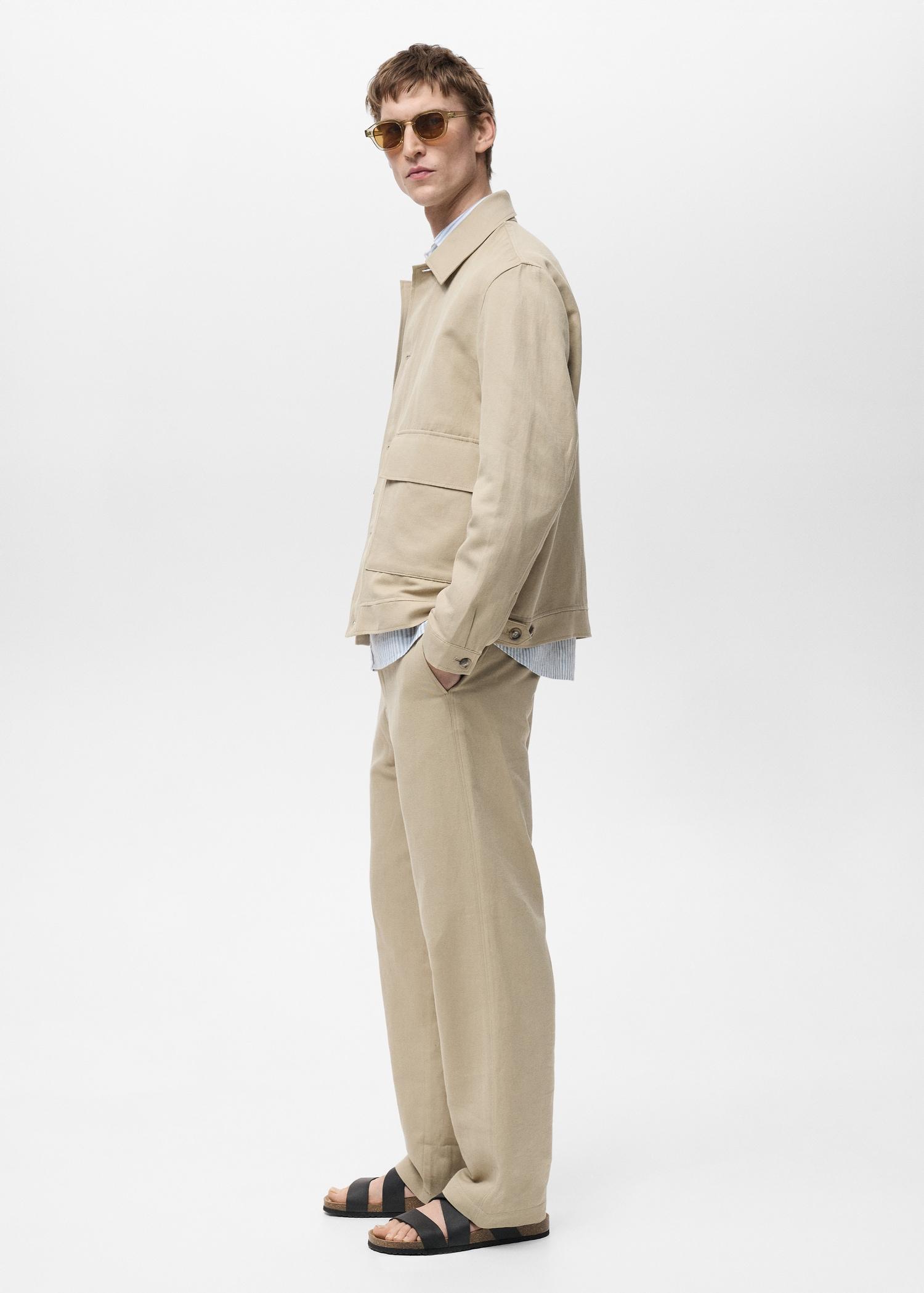 Linen-blend regular-fit pants - Men | MANGO USA Product Image