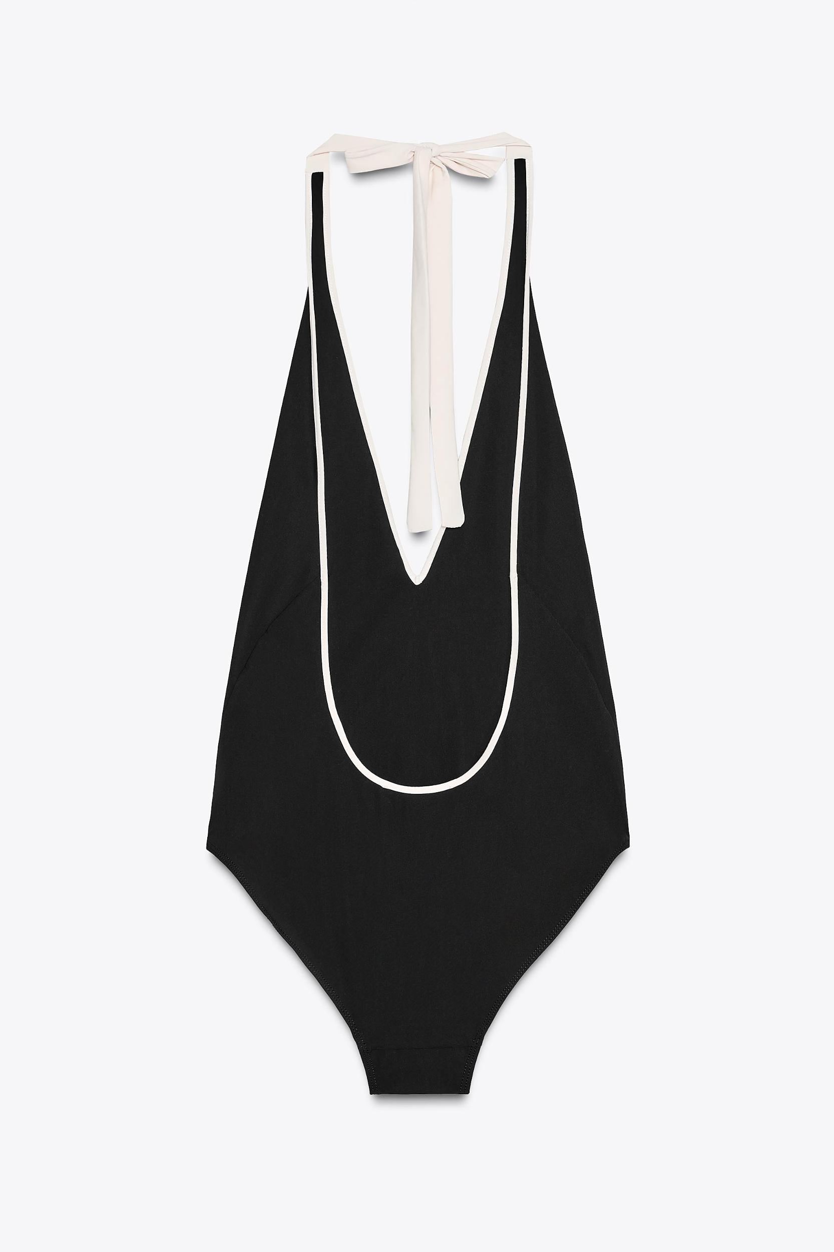 CONTRAST HALTER SWIMSUIT Product Image