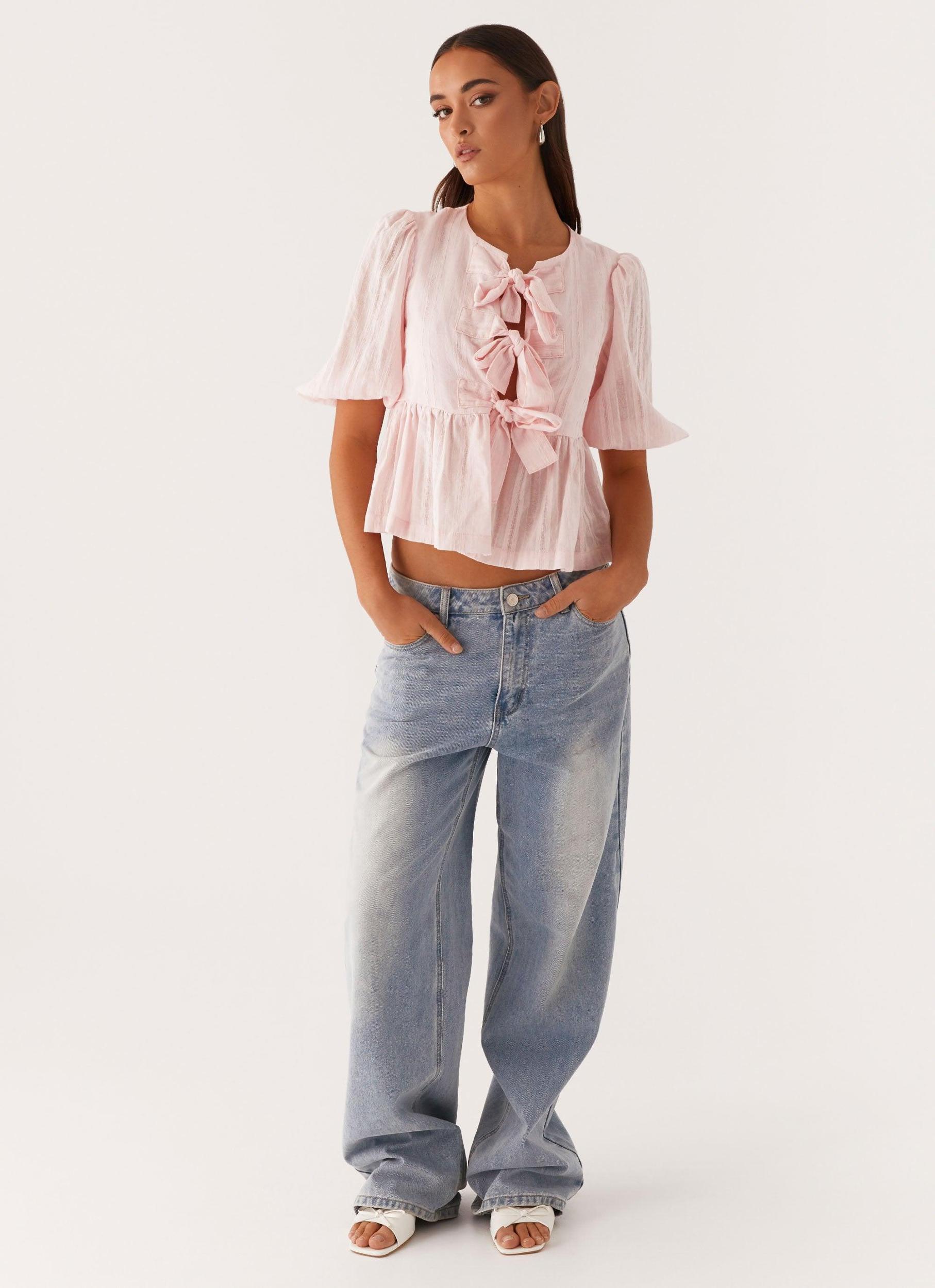 Western Wind Tie Top - Pink Product Image
