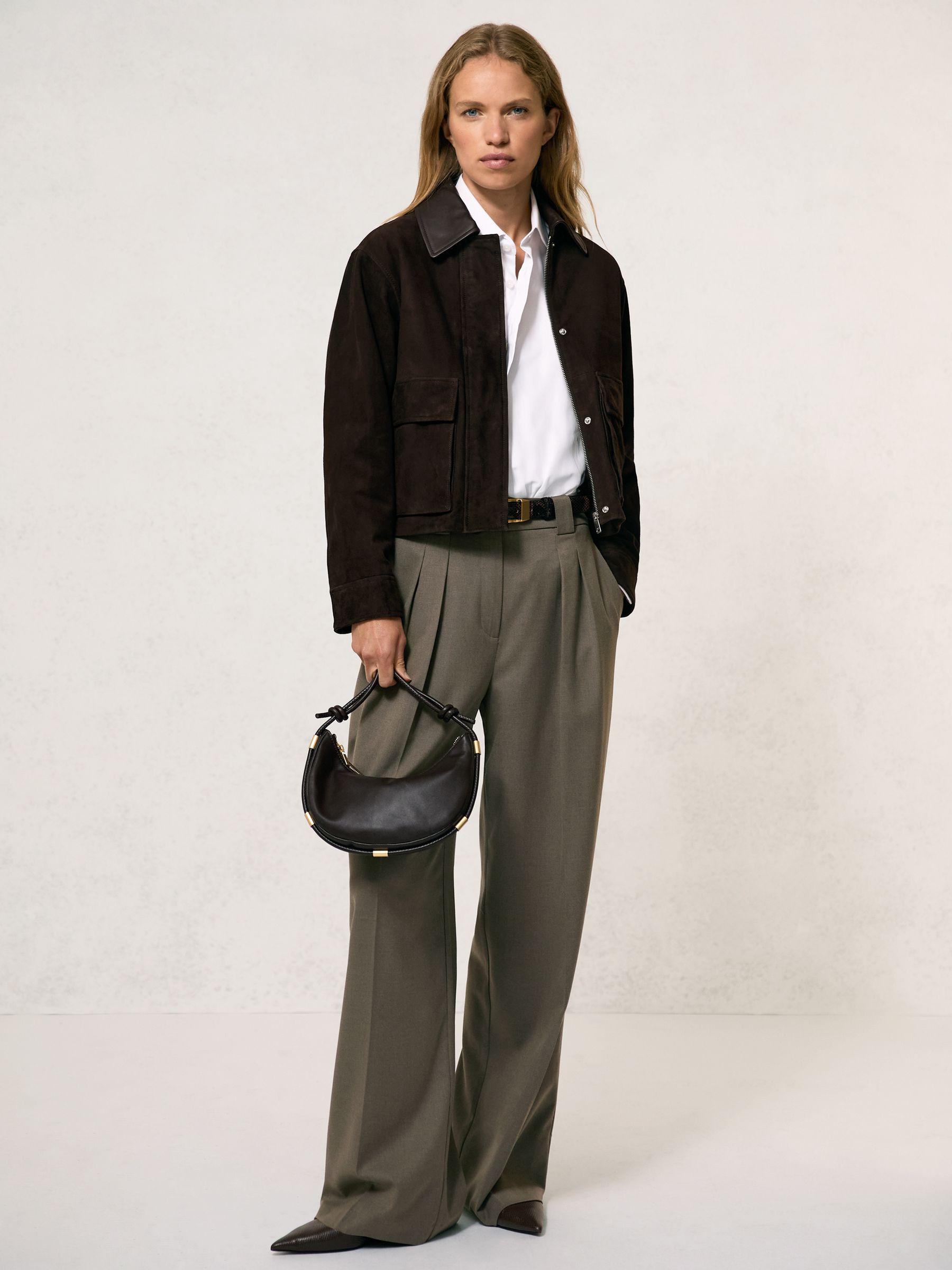 Suede Oversized Jacket in Chocolate Brown Product Image