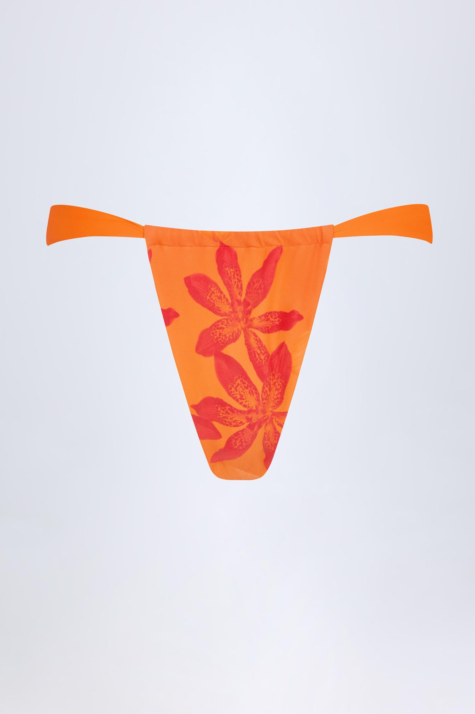 Cheeky Bikini Bottoms in Orange Orchid Print Product Image