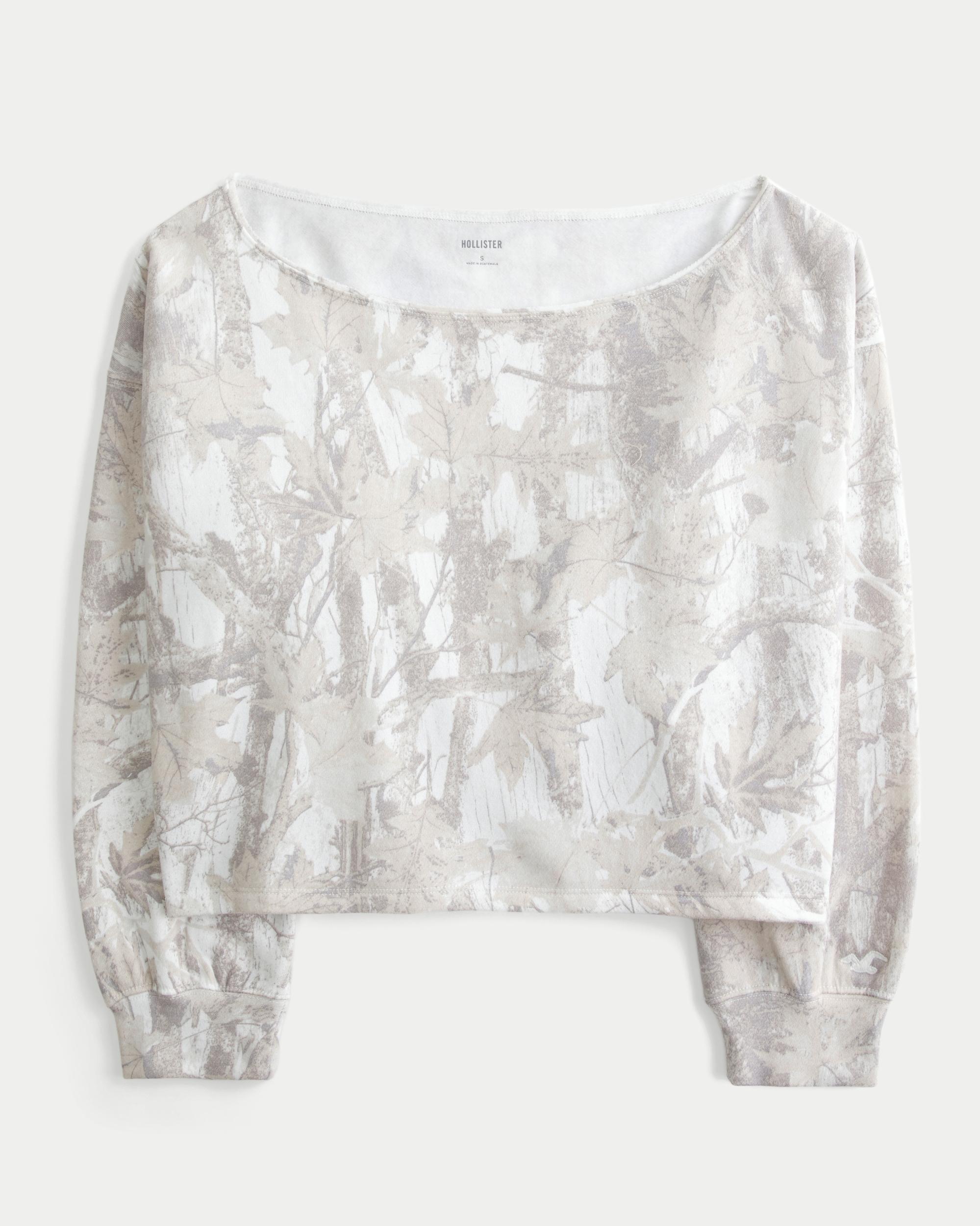 Easy Double Off-the-Shoulder Leopard Print Sweatshirt Product Image