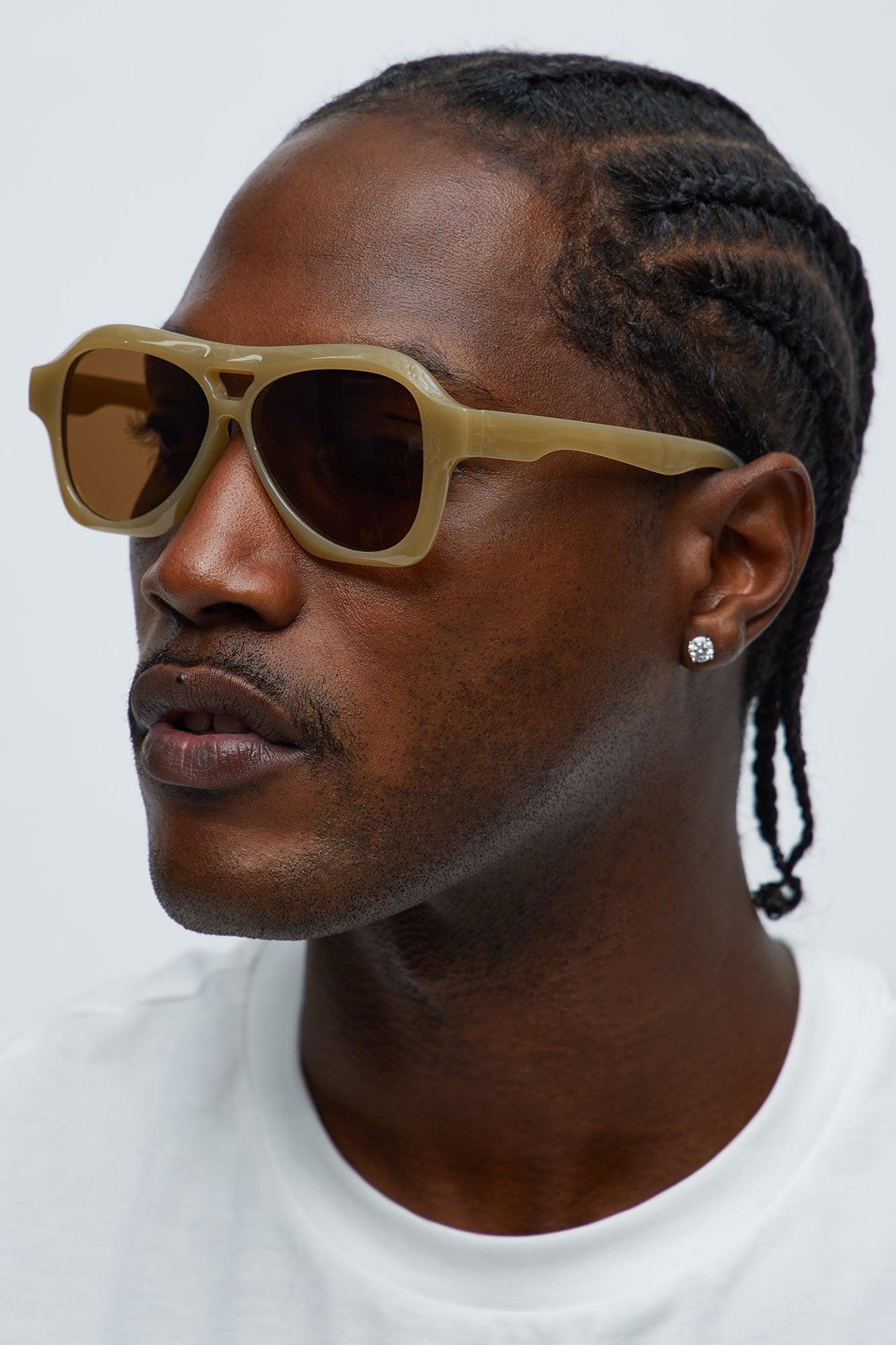 Round Lines Sunglasses - Brown Male Product Image