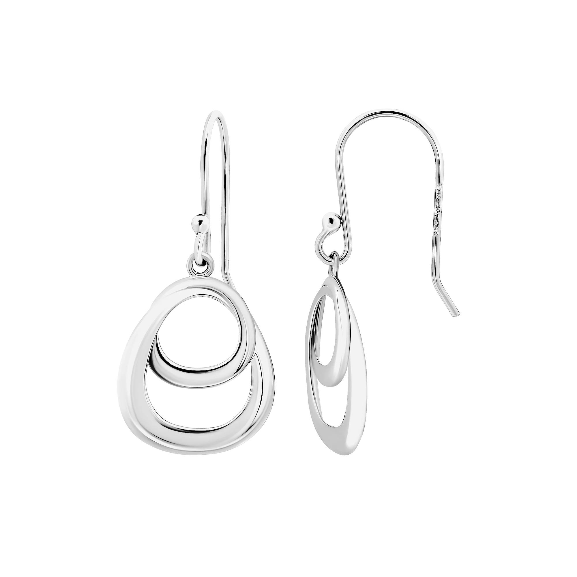 Aleure Precioso Double Interlocking Teardrop Design Drop Fishhook Earrings, Women's, Sterling Product Image