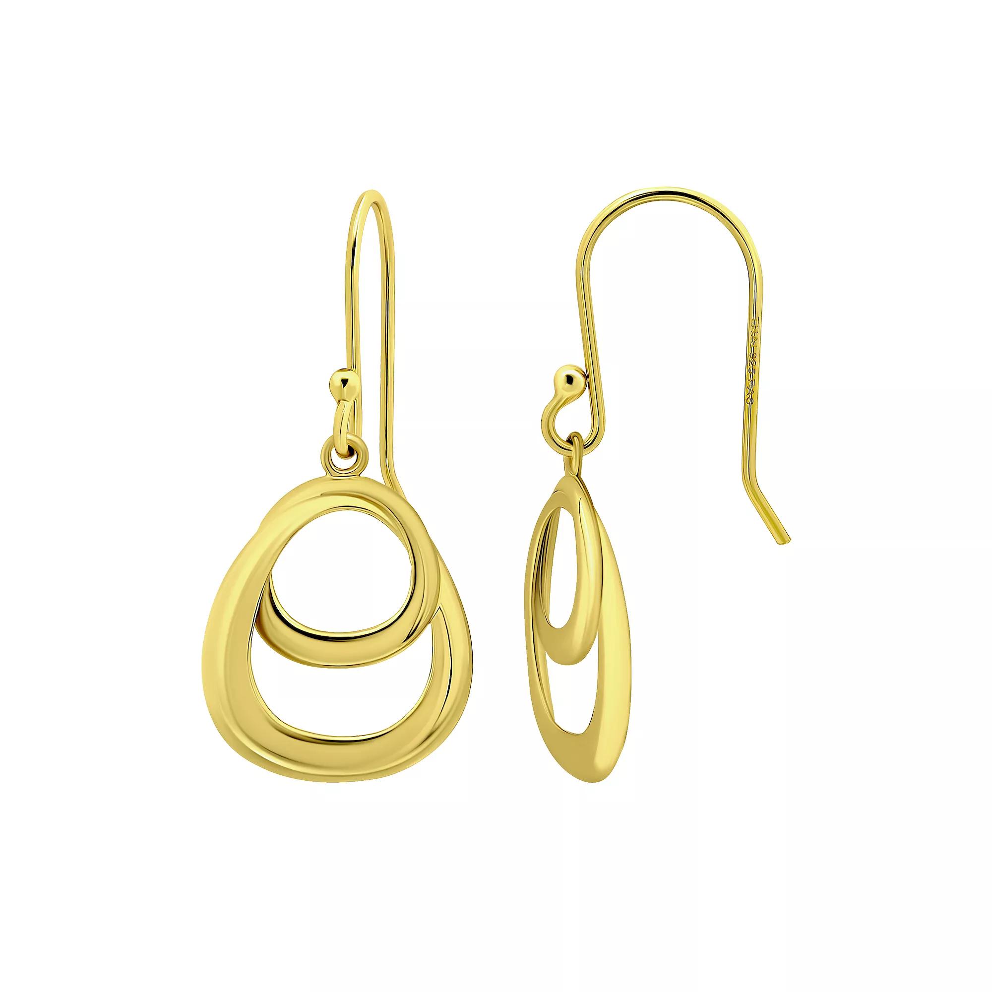 Aleure Precioso Double Interlocking Teardrop Design Drop Fishhook Earrings, Women's, Gold Tone Product Image
