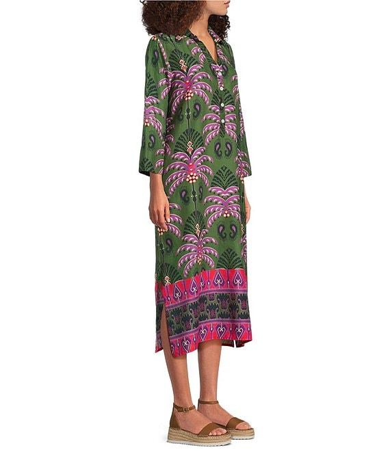 Jude Connally Kallan Decorative Frond Print Point Collar Shift Midi Dress Product Image