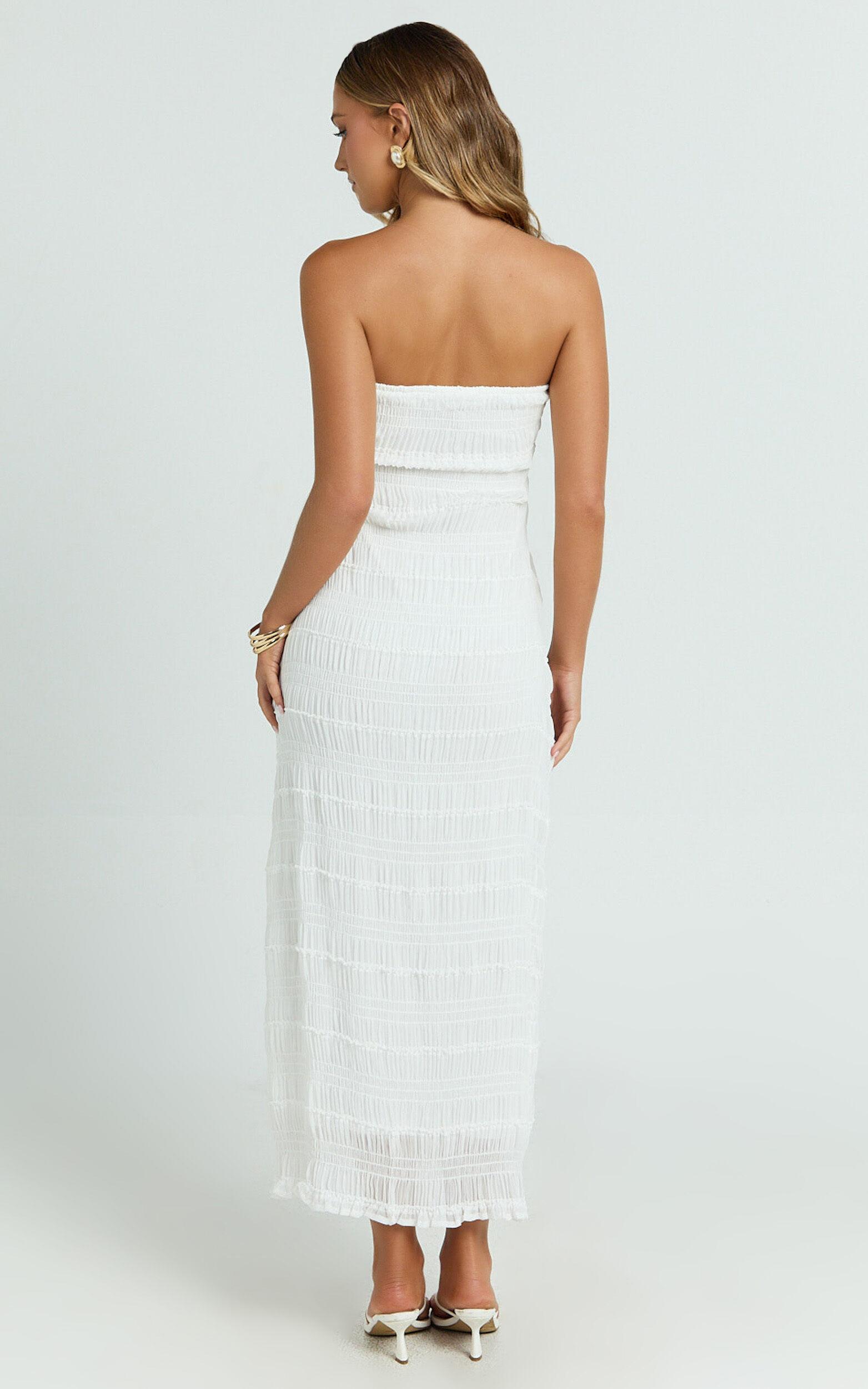 Jovi Maxi Dress - Ruched Column Dress in White Product Image