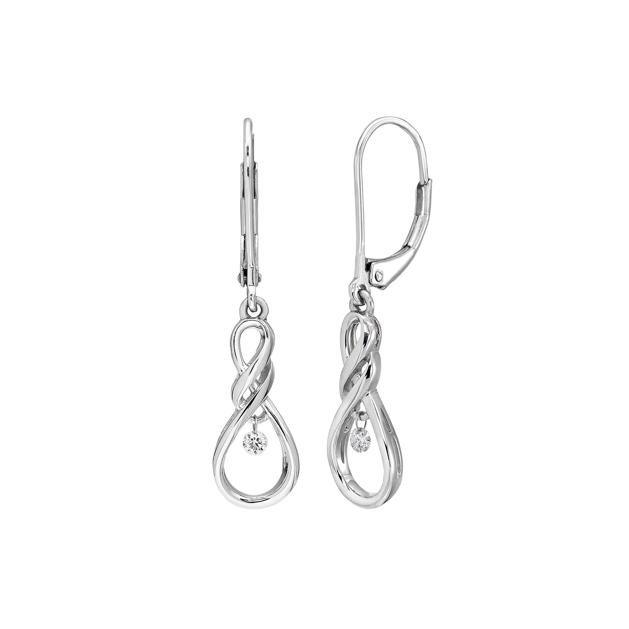Boston Bay Diamonds Sterling Silver Diamond Accent Infinity Drop Earrings, Women's, White Product Image