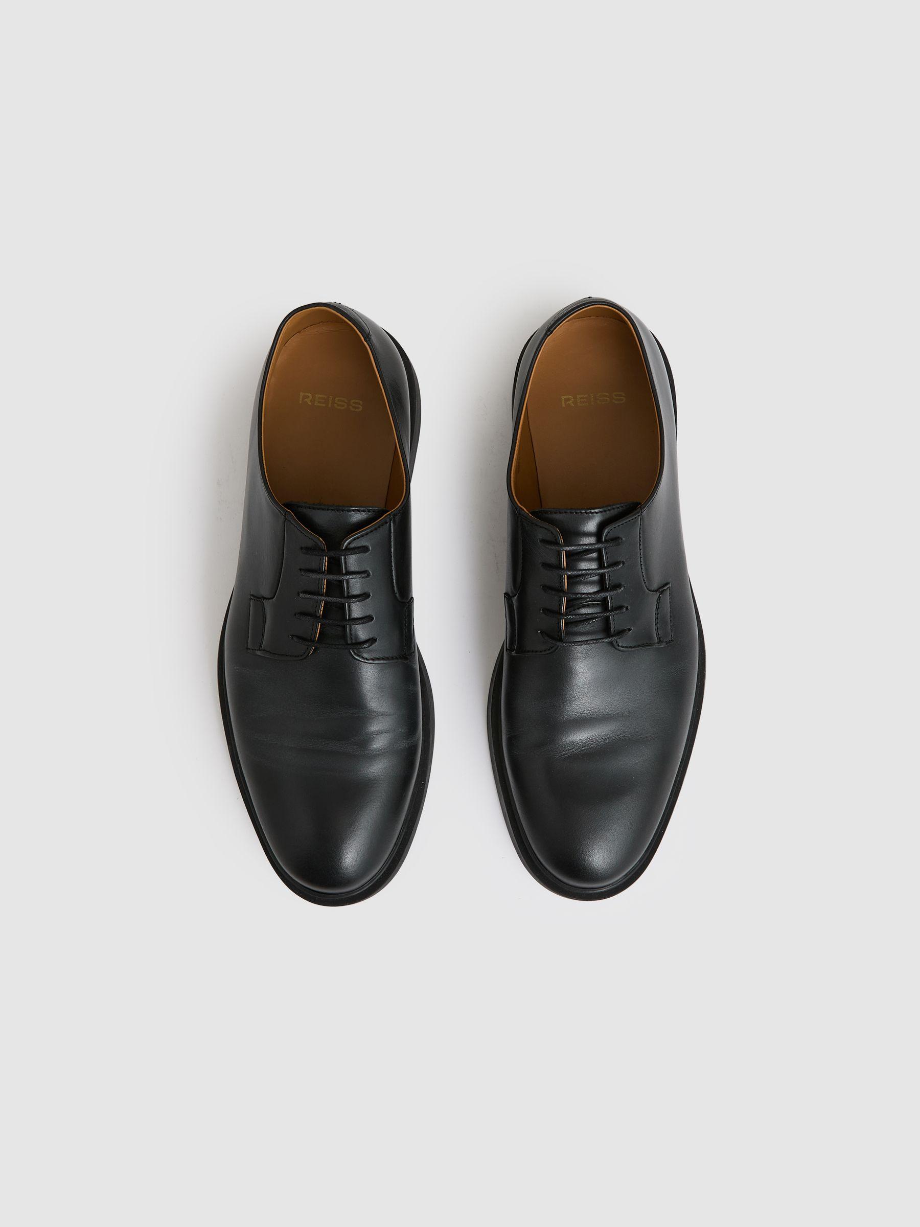 Leather Lace-Up Derby Shoes in Black Product Image