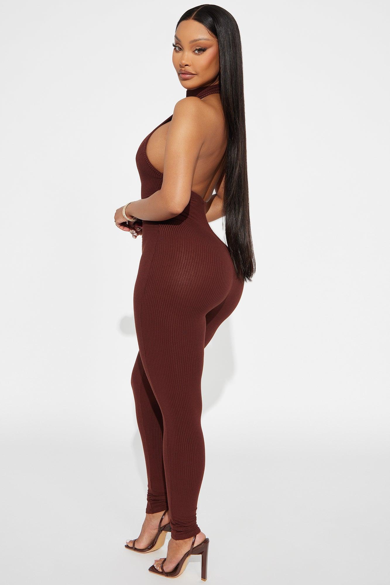 Rubi Ribbed Jumpsuit - Chocolate Product Image