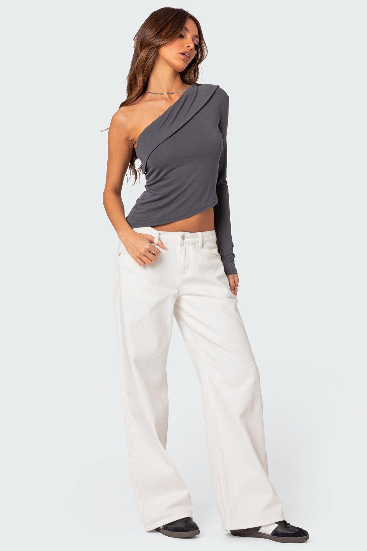 Fold Over One Shoulder Top Product Image