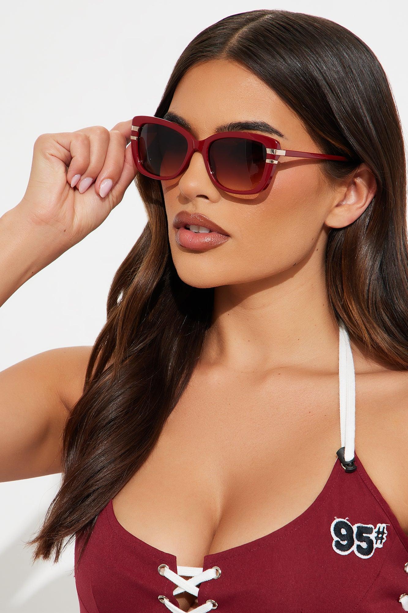 Sun Is Out Shades Are On Sunglasses - Burgundy Product Image