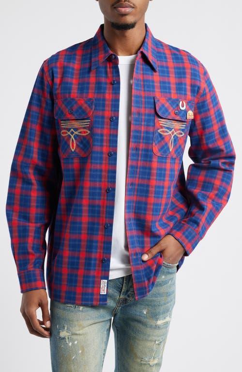 Mens Embroidered Flannel Sport Shirt Product Image