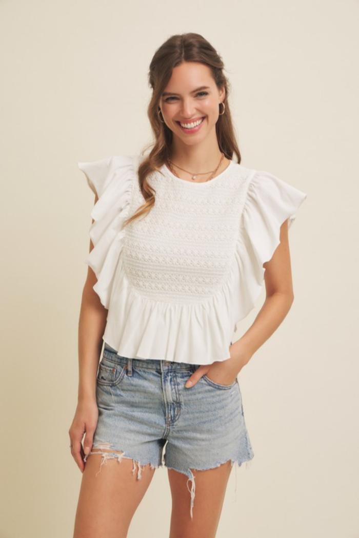 Flutter Slv Smocked Top Product Image