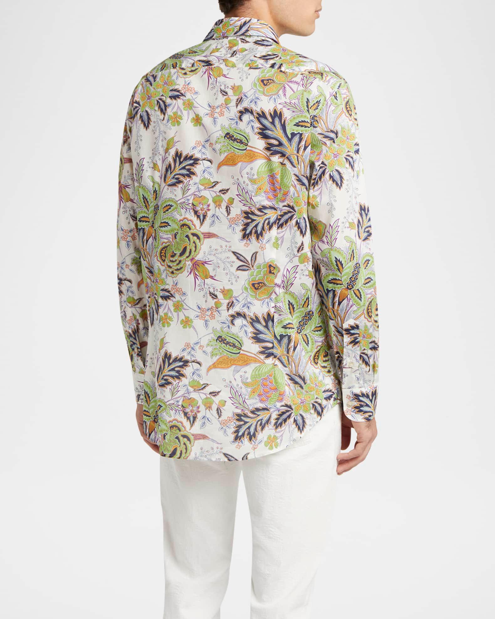 Men's Cotton Floral Palm Sport Shirt Product Image