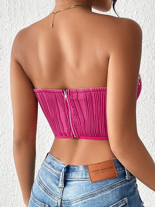 Rhinestone Tassel Cropped Bandeau Top Product Image