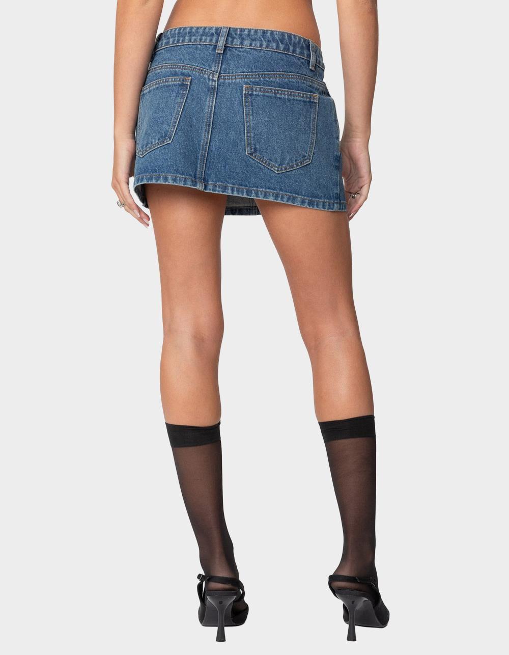 EDIKTED Chiara Denim Micro Skirt - BLUE Product Image