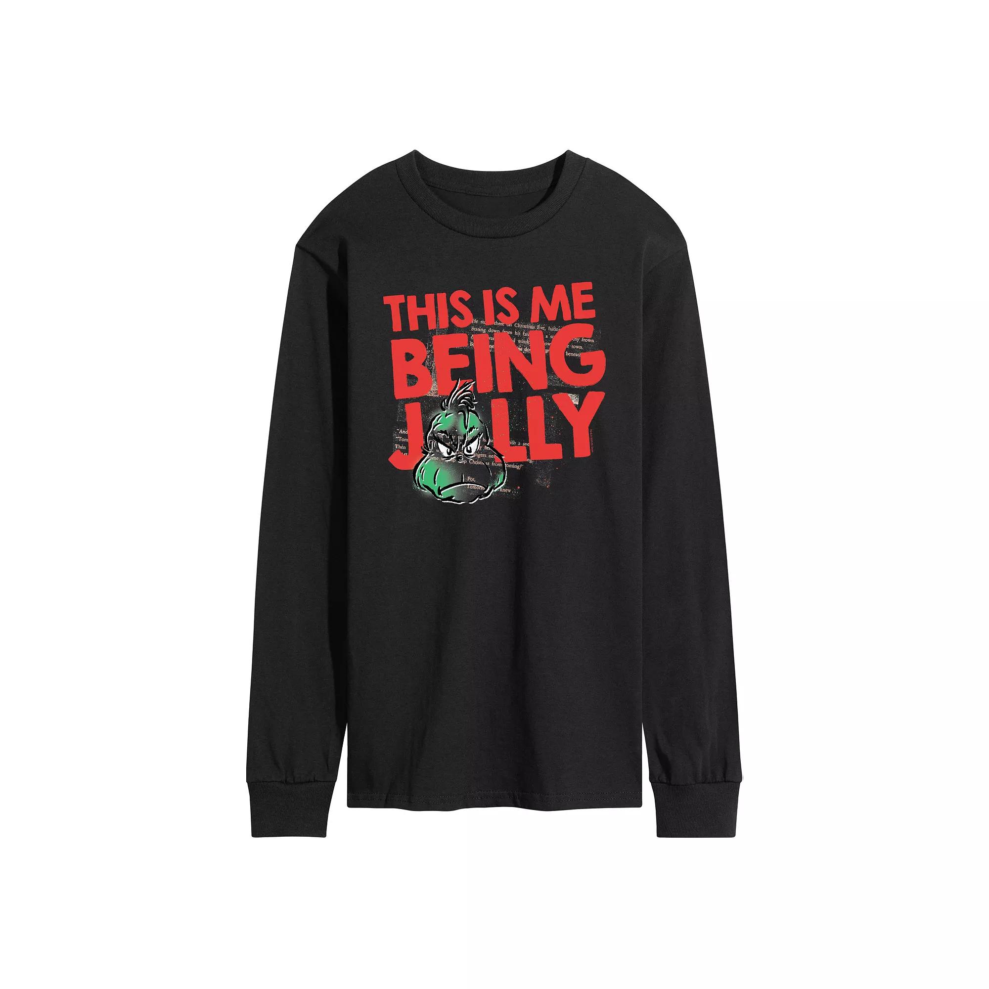 Men's Dr. Seuss The Grinch This Is Me Being Jolly Long Sleeve Graphic Tee,  Product Image