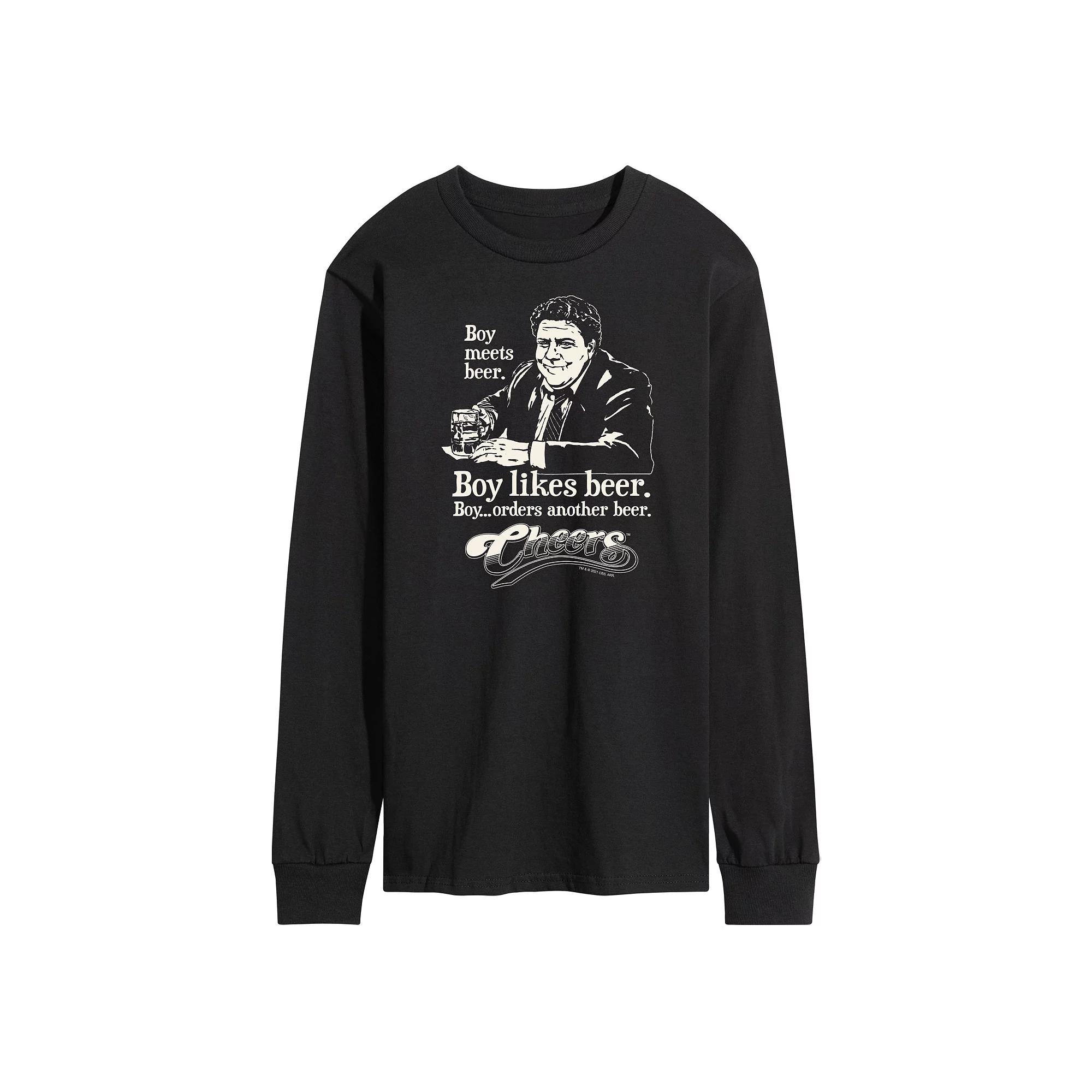 Men's Cheers Boy Meets Beer Long Sleeve Tee,  Product Image