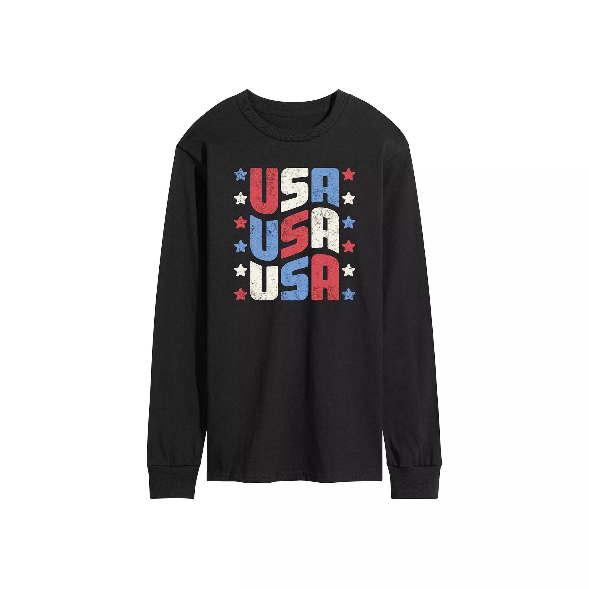 Men's USA Stacked Long Sleeve Graphic Tee.,  Product Image