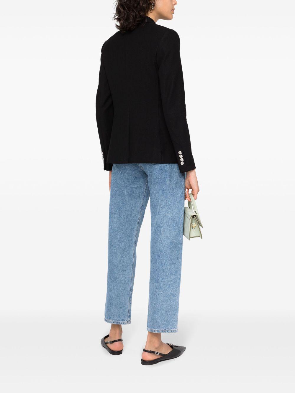 embroidered-logo single-breasted blazer Product Image