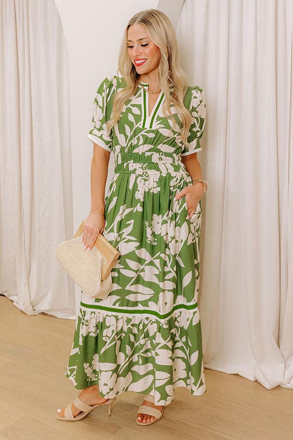 Whimsical Days Floral Midi Dress in Green Product Image