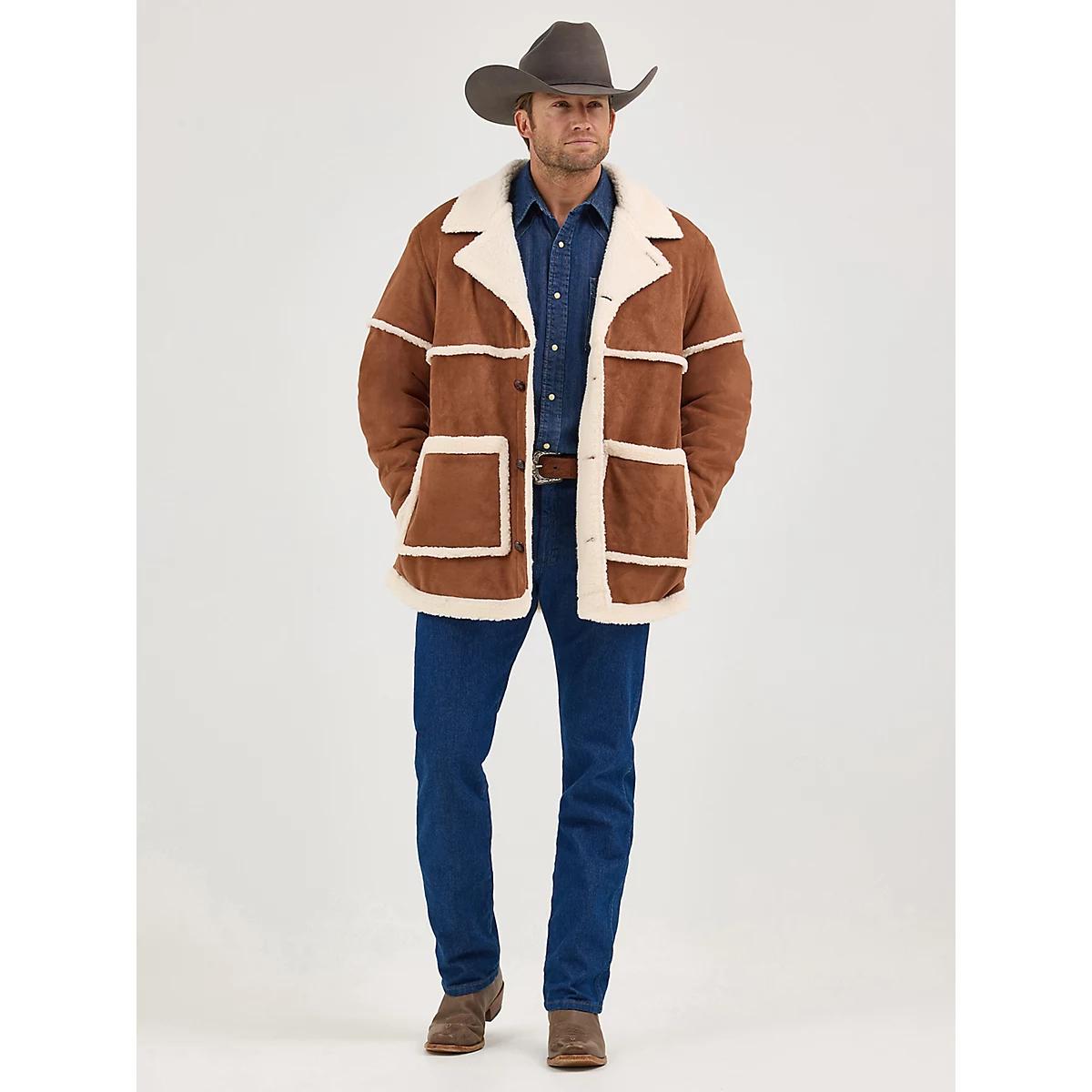 Men's Wrangler Sherpa Contrast Cowboy Jacket in Rawhide Product Image